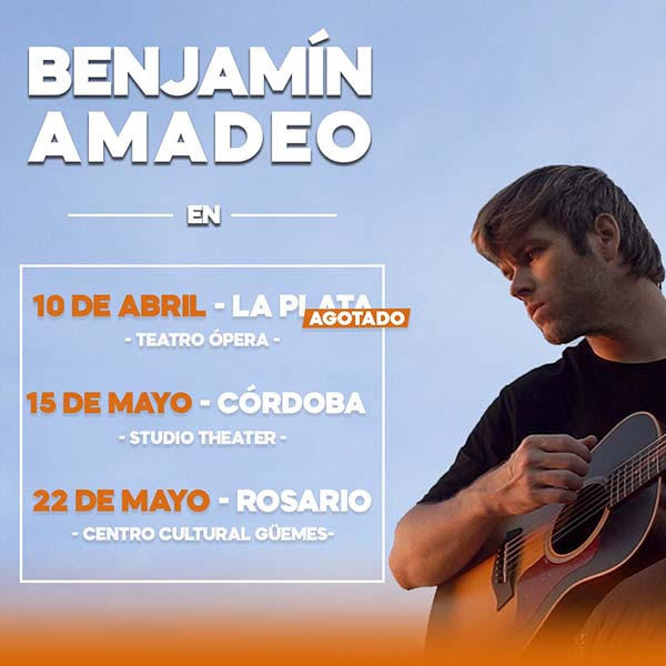 Benja Amadeo recibirá el mes de mayo en Córdoba y Rosario