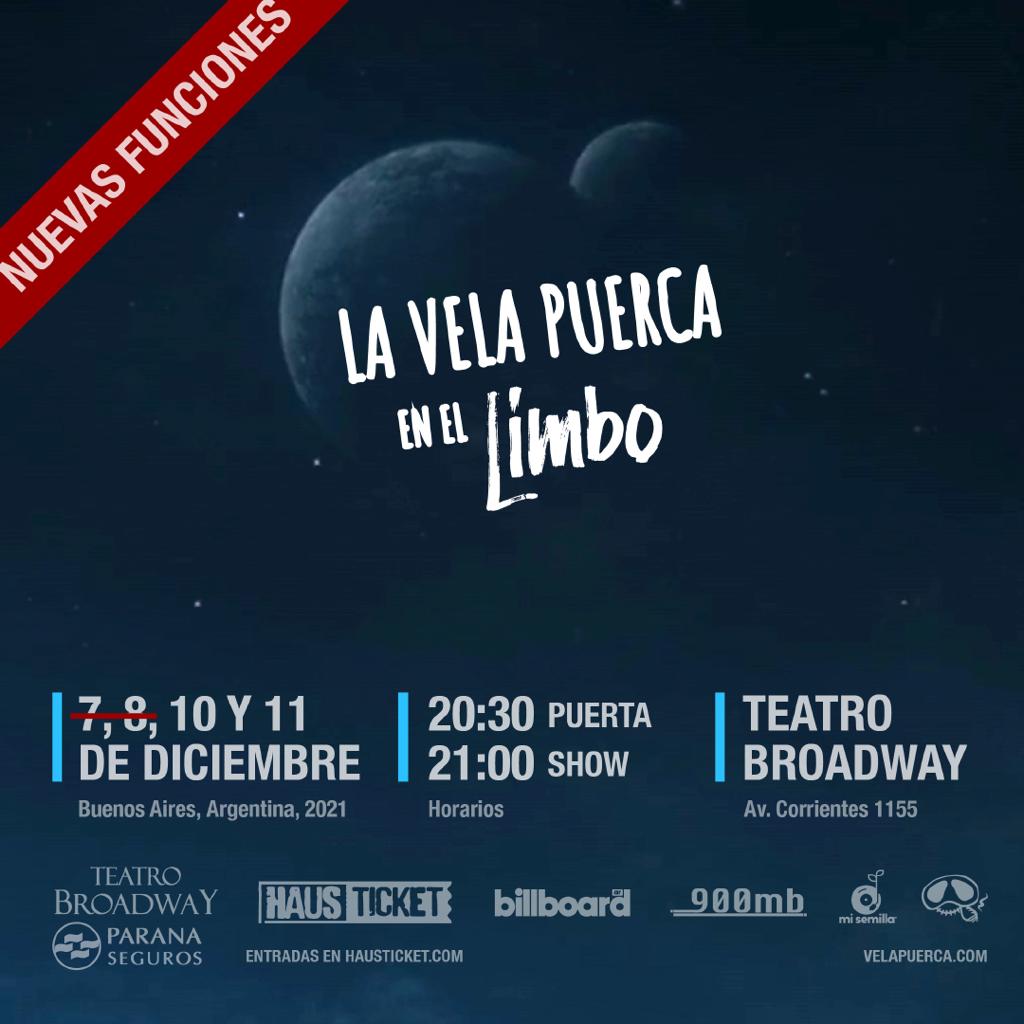 La Vela Puerca anunció nuevas fechas para su show en Teatro Broadway