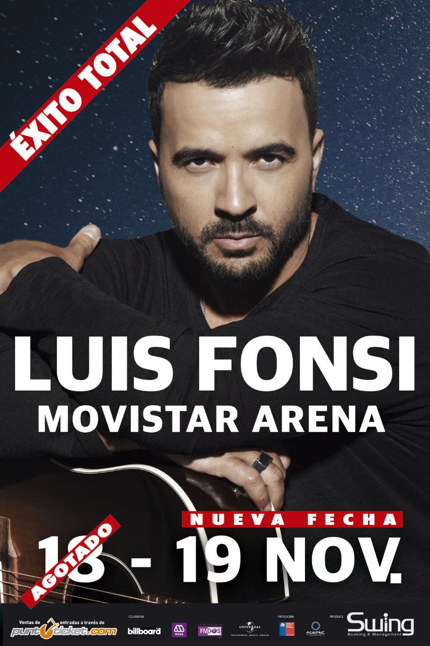 Luis Fonsi agregó una nueva fecha en el Movistar Arena de Santiago de Chile