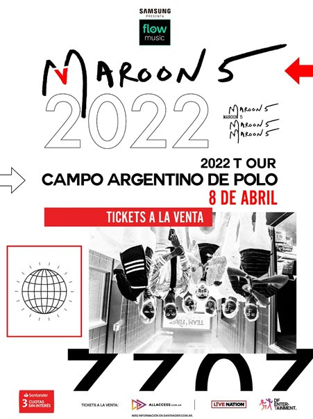 MAROON 5 REGRESA A ARGENTINA: VIERNES 8 DE ABRIL 2022 CAMPO ARGENTINO DE POLO